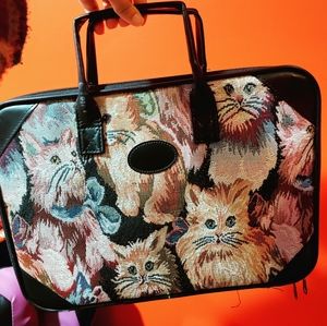 Vintage 90s Cat Print Tapestry Laptop Bag